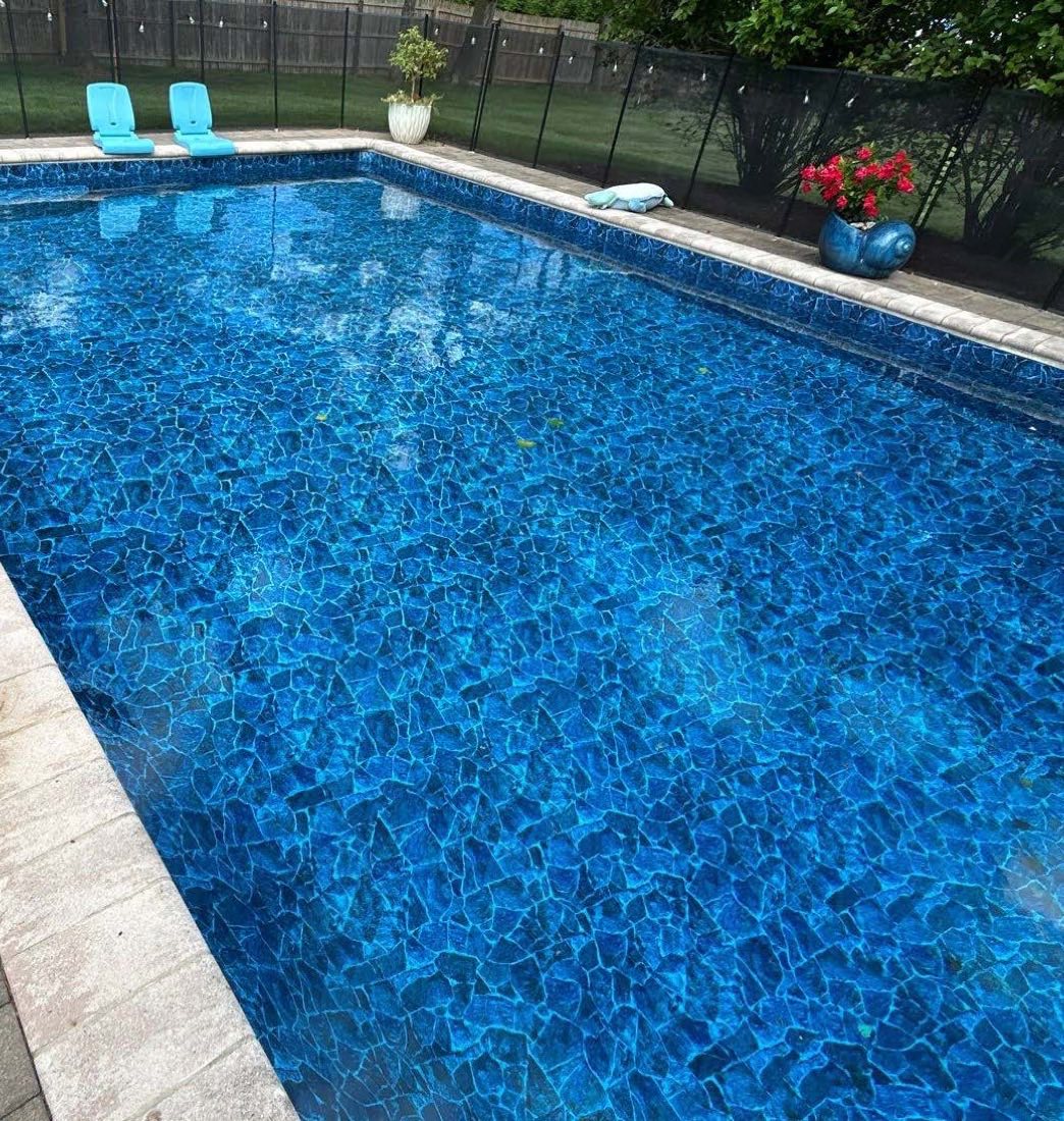 Rectangular pool with a new patterned vinyl liner